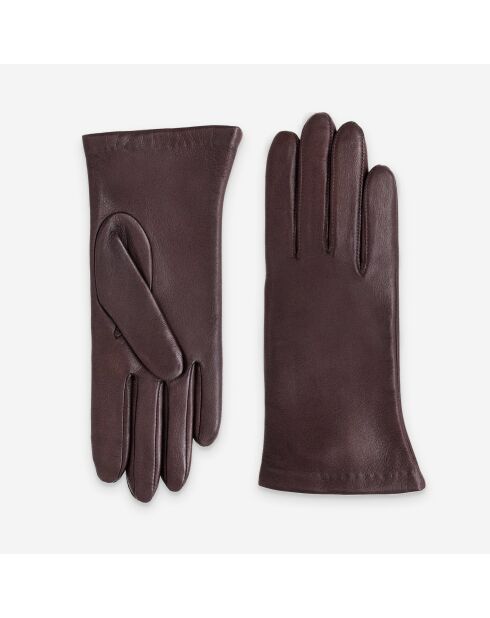 Gants en cuir doublure soie Louis tan