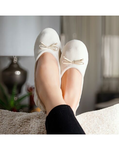 Ballerines en Velours petit noeud beiges