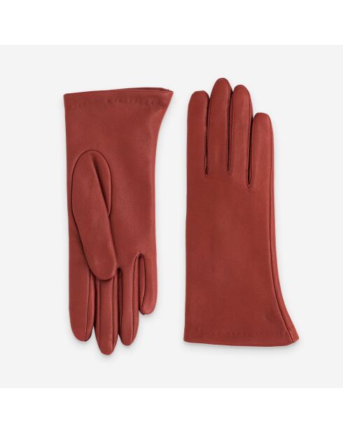 Gants en Cuir d'Agneau doublure Soie 21001SN brique
