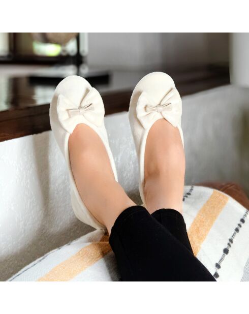 Ballerines en Velours double noeud beiges