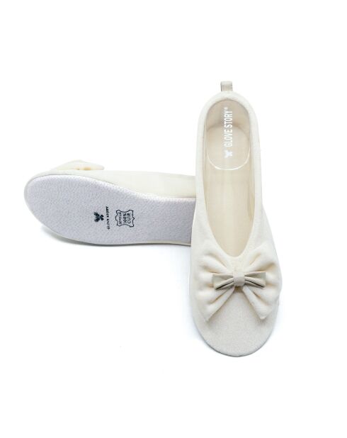 Ballerines en Velours double noeud beiges