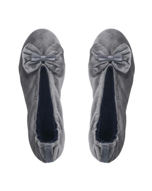 Ballerines en Velours double noeud grises