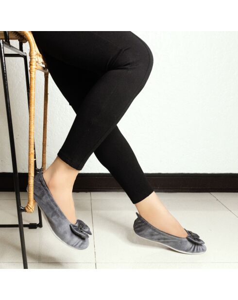 Ballerines double noeud gris-Gris