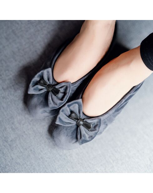 Ballerines double noeud gris-Gris