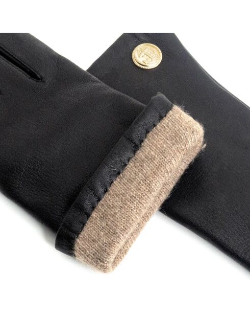 Gants cuir agneau-100% cachemire-21525CA-noir