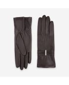 Gants cuir agneau-100% soie-21589SN-choco