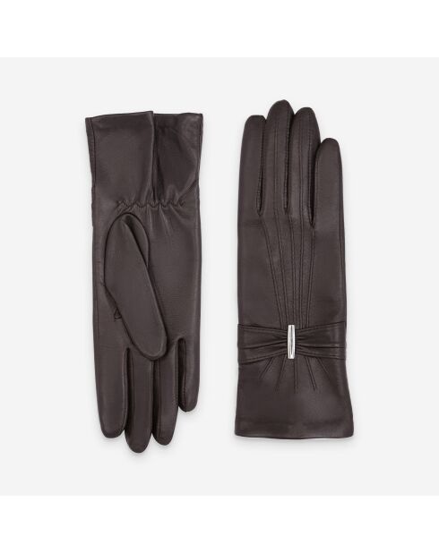 Gants cuir agneau-100% soie-21589SN-choco