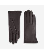 Gants en Cuir d'Agneau doublure Soie chocolat