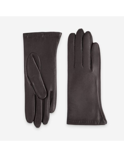 Gants en Cuir d'Agneau doublure Soie chocolat