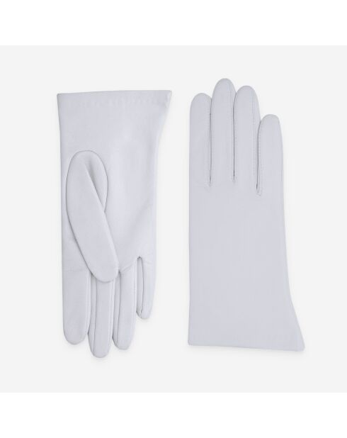Gants cuir agneau-100% soie-21001SN-blanc