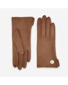 Gants en cuir doublure soie Camille liège