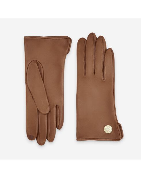 Gants en cuir doublure soie Camille liège