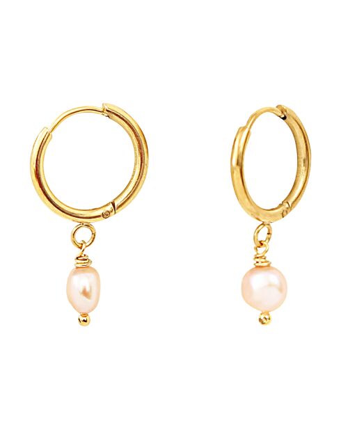 Boucles d'oreilles en Acier plaqué or jaune & Perle de Culture d'eau douce