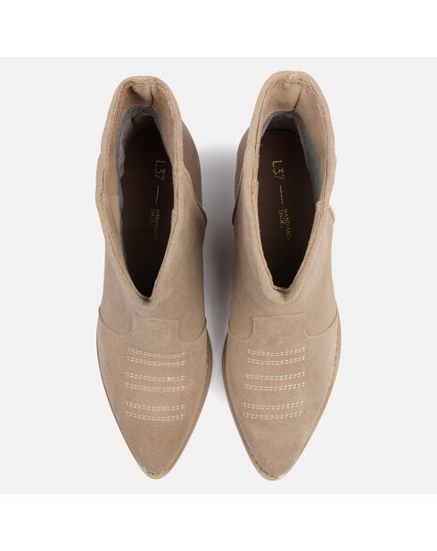 Bottines en Velours de Cuir Dancing In The Moonlight beiges