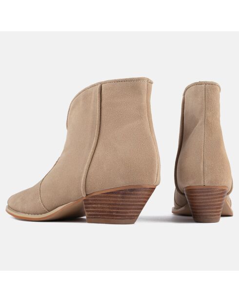 Bottines en Velours de Cuir Dancing In The Moonlight beiges
