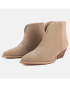 Bottines en Velours de Cuir Dancing In The Moonlight beiges