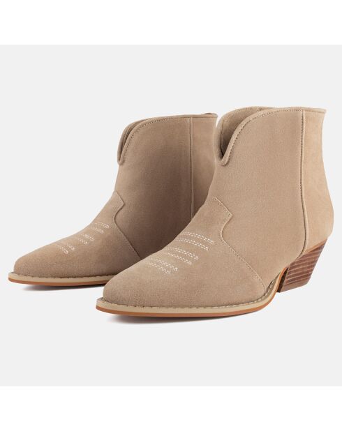 Bottines en Velours de Cuir Dancing In The Moonlight beiges