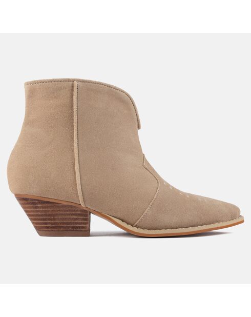 Bottines en Velours de Cuir Dancing In The Moonlight beiges