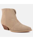 Bottines en Velours de Cuir Dancing In The Moonlight beiges