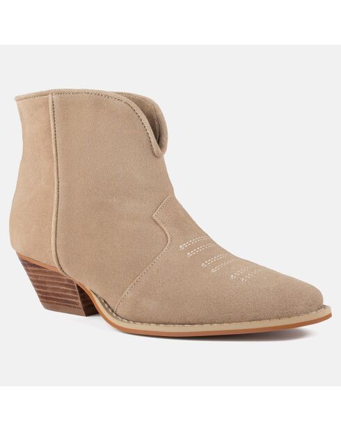Bottines en Velours de Cuir Dancing In The Moonlight beiges