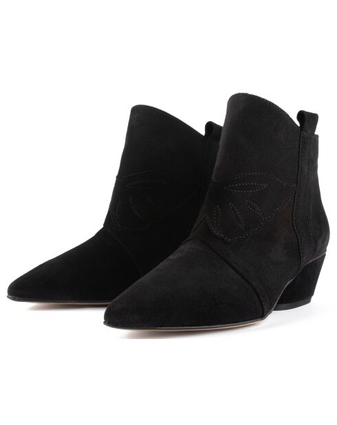 Bottines en Velours de Cuir Feel My Needs noires