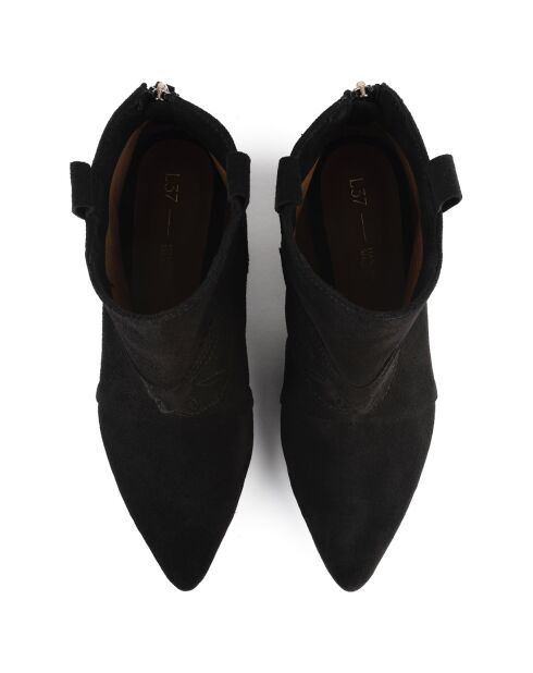 Bottines en Velours de Cuir Feel My Needs noires