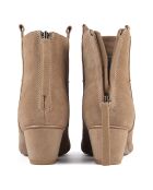 Bottines en Velours de Cuir Feel My Needs beiges
