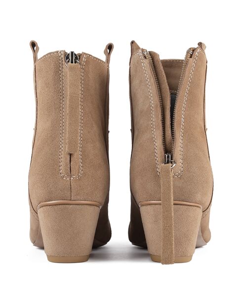 Bottines en Velours de Cuir Feel My Needs beiges