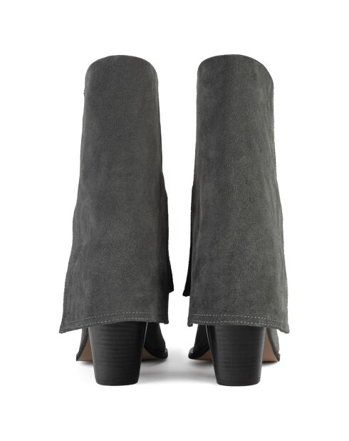 Bottines en Velours de Cuir Hundred Dollar Bill grises - Talon 9 cm