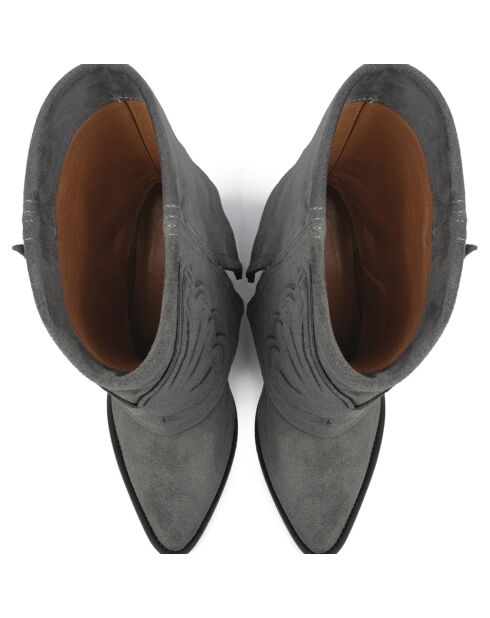 Bottines en Velours de Cuir Hundred Dollar Bill grises - Talon 9 cm
