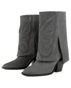 Bottines en Velours de Cuir Hundred Dollar Bill grises - Talon 9 cm