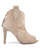 Bottines en Velours de Cuir Head Over Heels beiges - Talon 10 cm