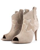 Bottines en Velours de Cuir Head Over Heels beiges - Talon 10 cm