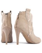Bottines en Velours de Cuir Head Over Heels beiges - Talon 10 cm