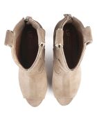 Bottines en Velours de Cuir Head Over Heels beiges - Talon 10 cm