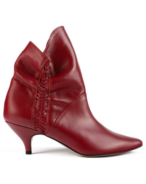 Bottines en Cuir Make Me Like You rouges - Talon 6 cm