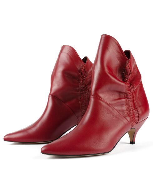 Bottines en Cuir Make Me Like You rouges - Talon 6 cm