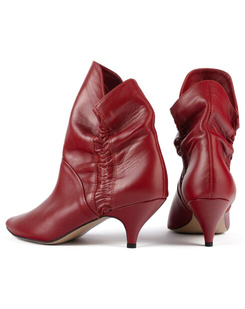 Bottines en Cuir Make Me Like You rouges - Talon 6 cm