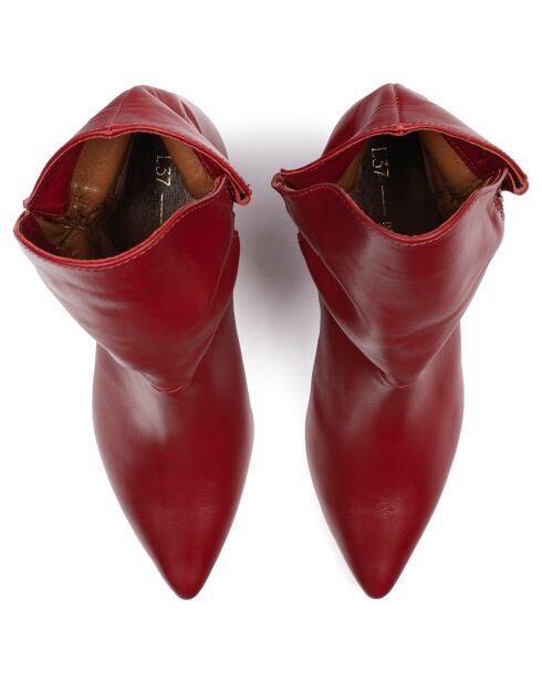 Bottines en Cuir Make Me Like You rouges - Talon 6 cm