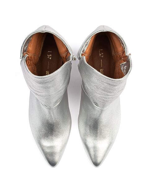 Bottines en Cuir Make Me Like You argentées - Talon 6 cm