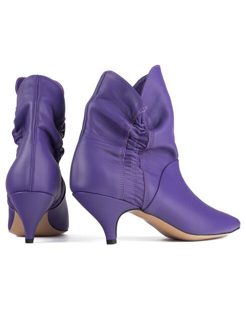 Bottines en Cuir Make Me Like You violettes - Talon 6 cm