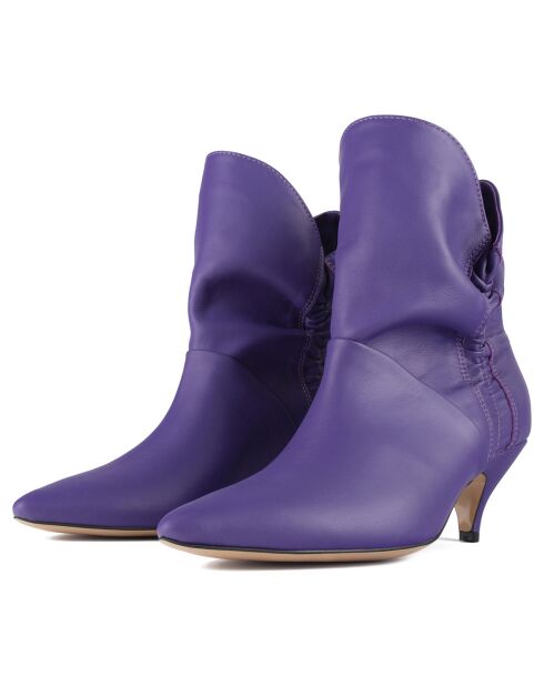Bottines en Cuir Make Me Like You violettes - Talon 6 cm