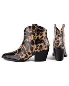 Bottines en Velours de Cuir Nevada léopard - Talon 7 cm