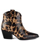 Bottines en Velours de Cuir Nevada léopard - Talon 7 cm