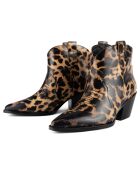 Bottines en Velours de Cuir Nevada léopard - Talon 7 cm