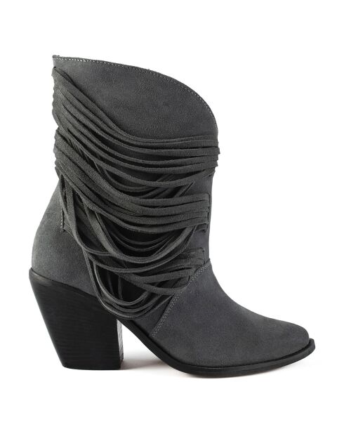 Bottines en Velours de Cuir One Of The Girls grises - Talon 9 cm