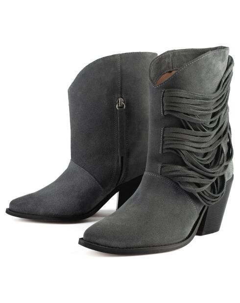Bottines en Velours de Cuir One Of The Girls grises - Talon 9 cm