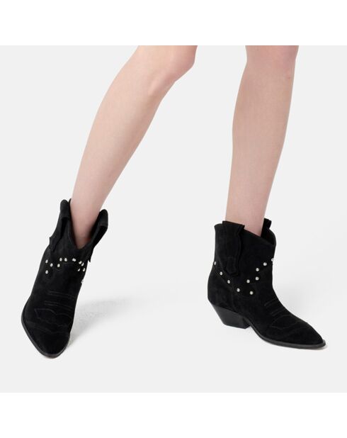 Bottines en Velours de Cuir Texas noires