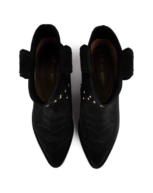 Bottines en Velours de Cuir Texas noires
