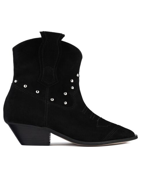 Bottines en Velours de Cuir Texas noires